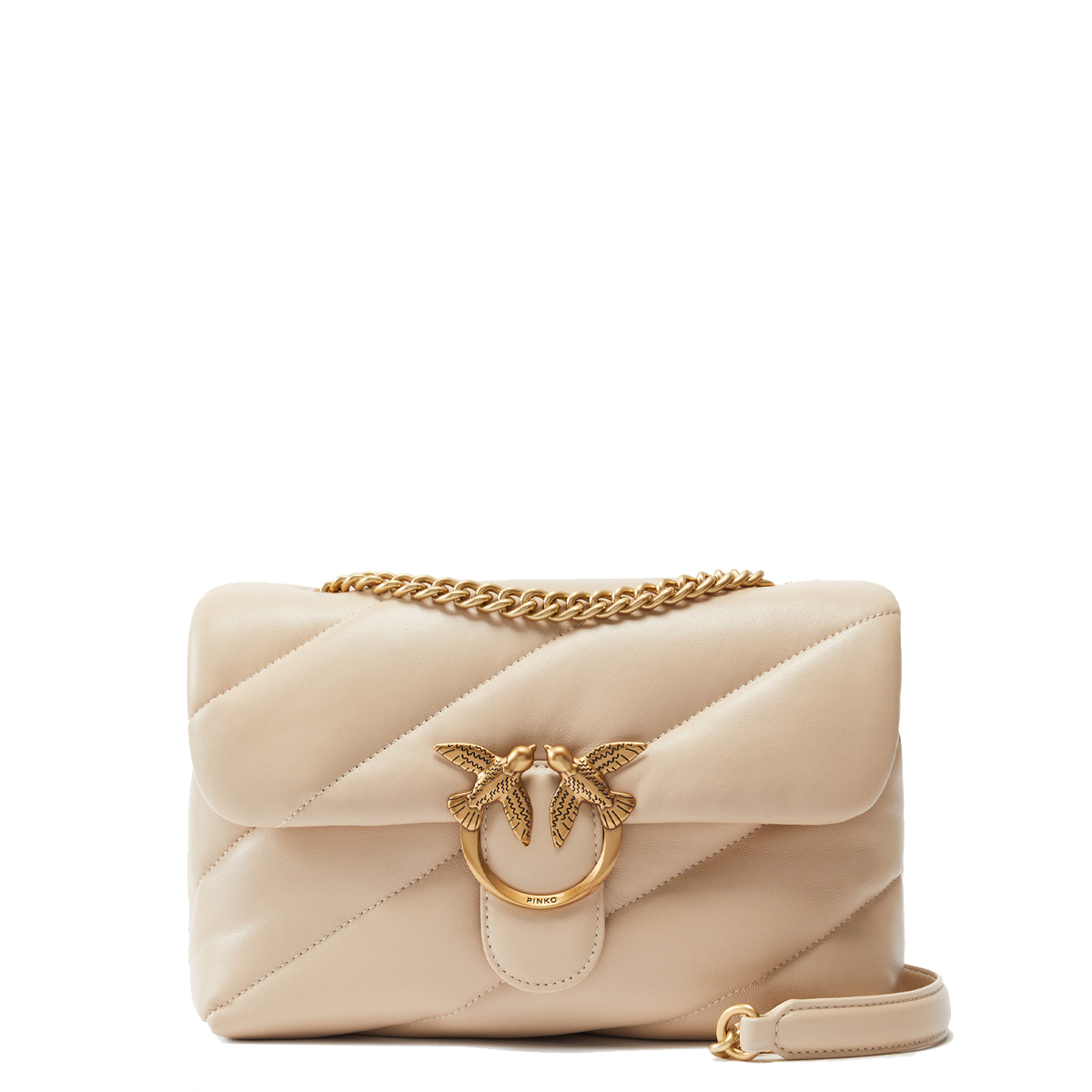 Pinko Borsa a tracolla Love Puff Beige Grigio Fumo Antique Gold - 1 Pinko Borsa a tracolla Love Puff Beige Grigio Fumo Antique Gold - 1