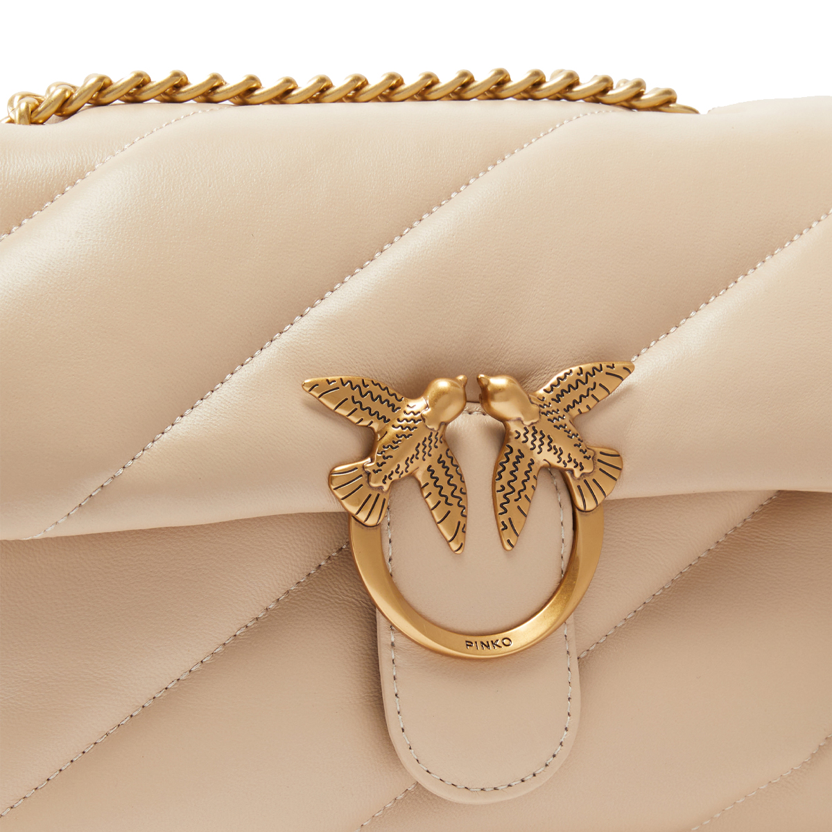 Pinko Borsa a tracolla Love Puff Beige Grigio Fumo Antique Gold - 3 Pinko Borsa a tracolla Love Puff Beige Grigio Fumo Antique Gold - 3