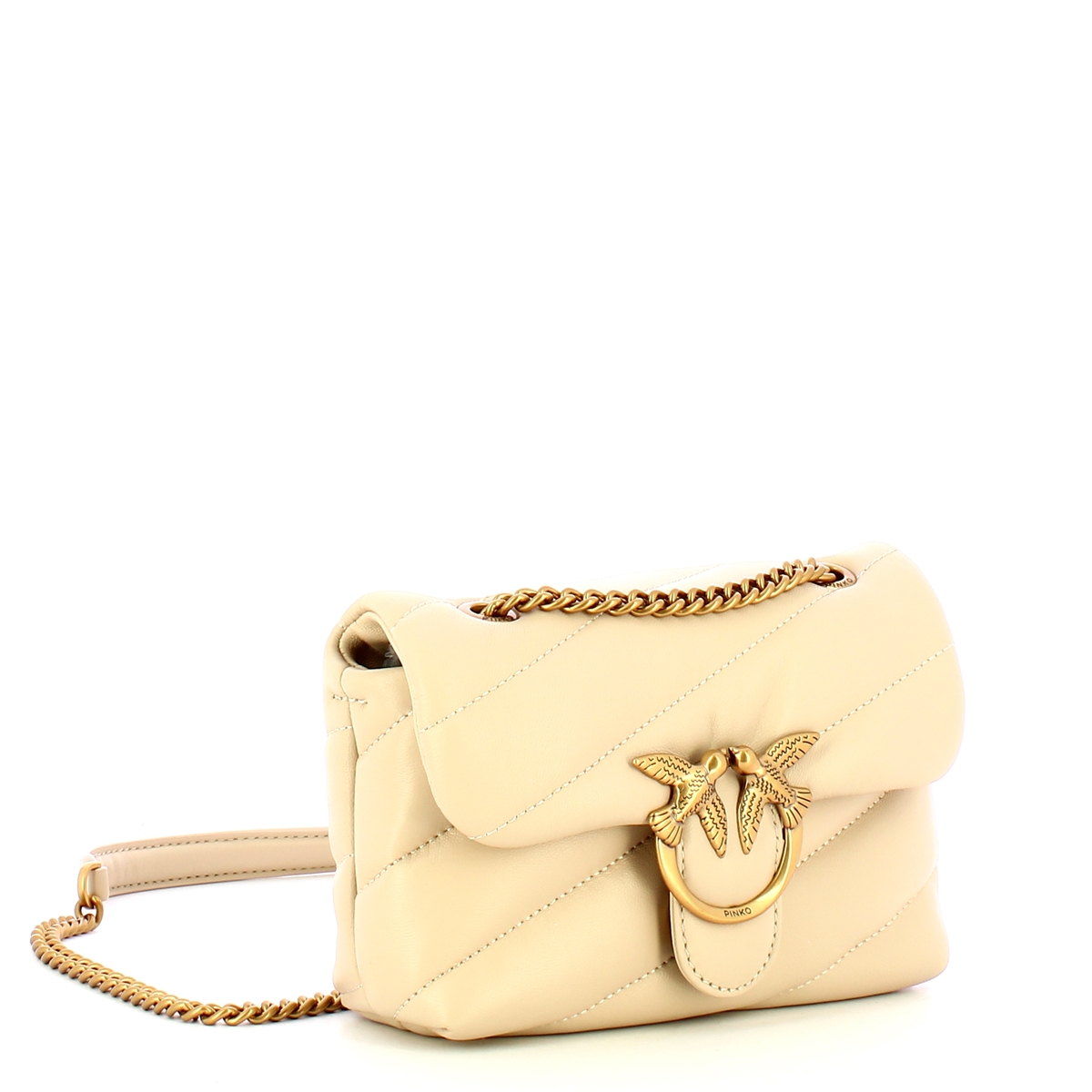 Pinko Mini Borsa a tracolla Love Puff Beige Grigio Fumo Antique Gold - 2
