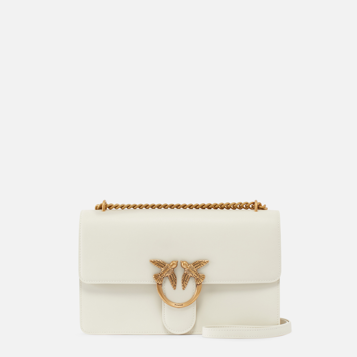 Pinko Borsa a tracolla Love One Classic Bianco Seta Antique Gold - 1 Pinko Borsa a tracolla Love One Classic Bianco Seta Antique Gold - 1