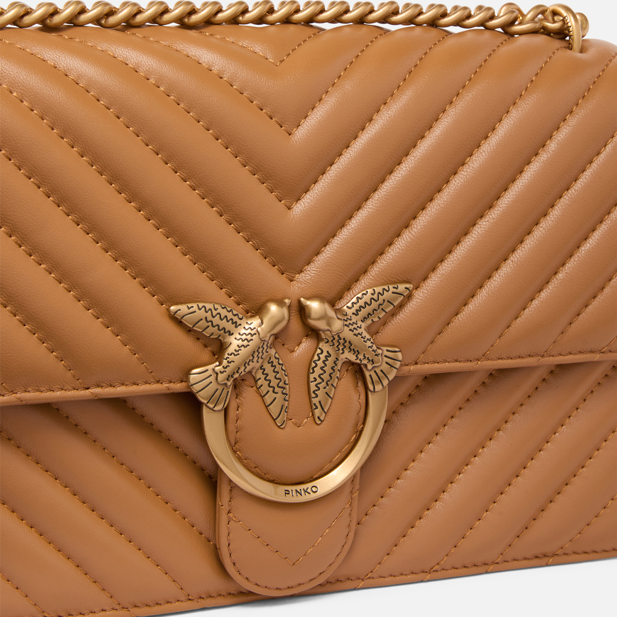 Pinko Borsa a tracolla Love One Chevron Torrone Antique Gold - 3
