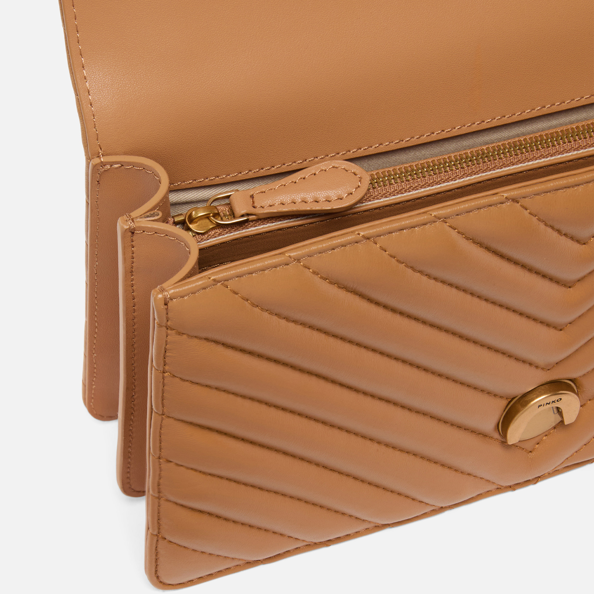 Pinko Borsa a tracolla Love One Chevron Torrone Antique Gold - 4
