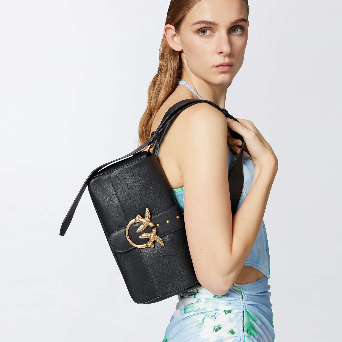 Pinko Tracolla Love One Classic Slouchy Nero Antique Gold - 3 Pinko Tracolla Love One Classic Slouchy Nero Antique Gold - 3
