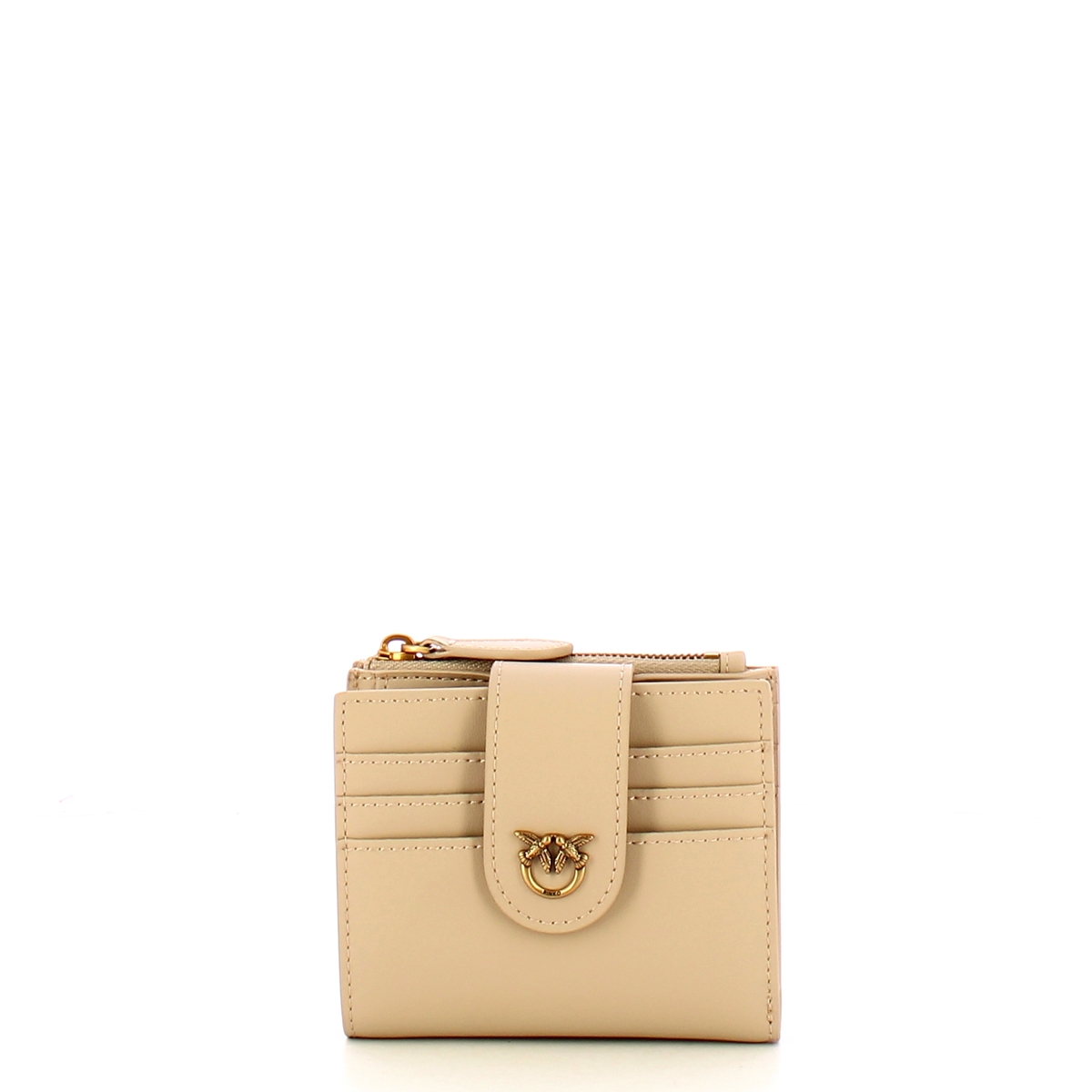 Pinko Portafoglio Piccolo Multi Purpose Beige Grigio Fumo Antique Gold - 1