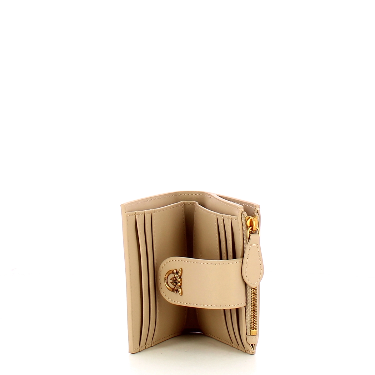 Pinko Portafoglio Piccolo Multi Purpose Beige Grigio Fumo Antique Gold - 3