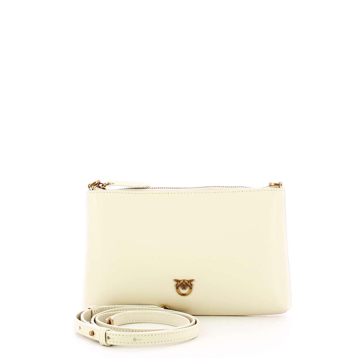 Pinko Pochette Mini Flat Horizontal Bianco Seta Antique Gold - 4 Pinko Pochette Mini Flat Horizontal Bianco Seta Antique Gold - 4