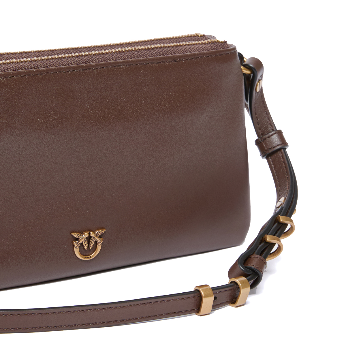 Pinko Tracollina Double Mini Marrone Castano Antique Gold - 3