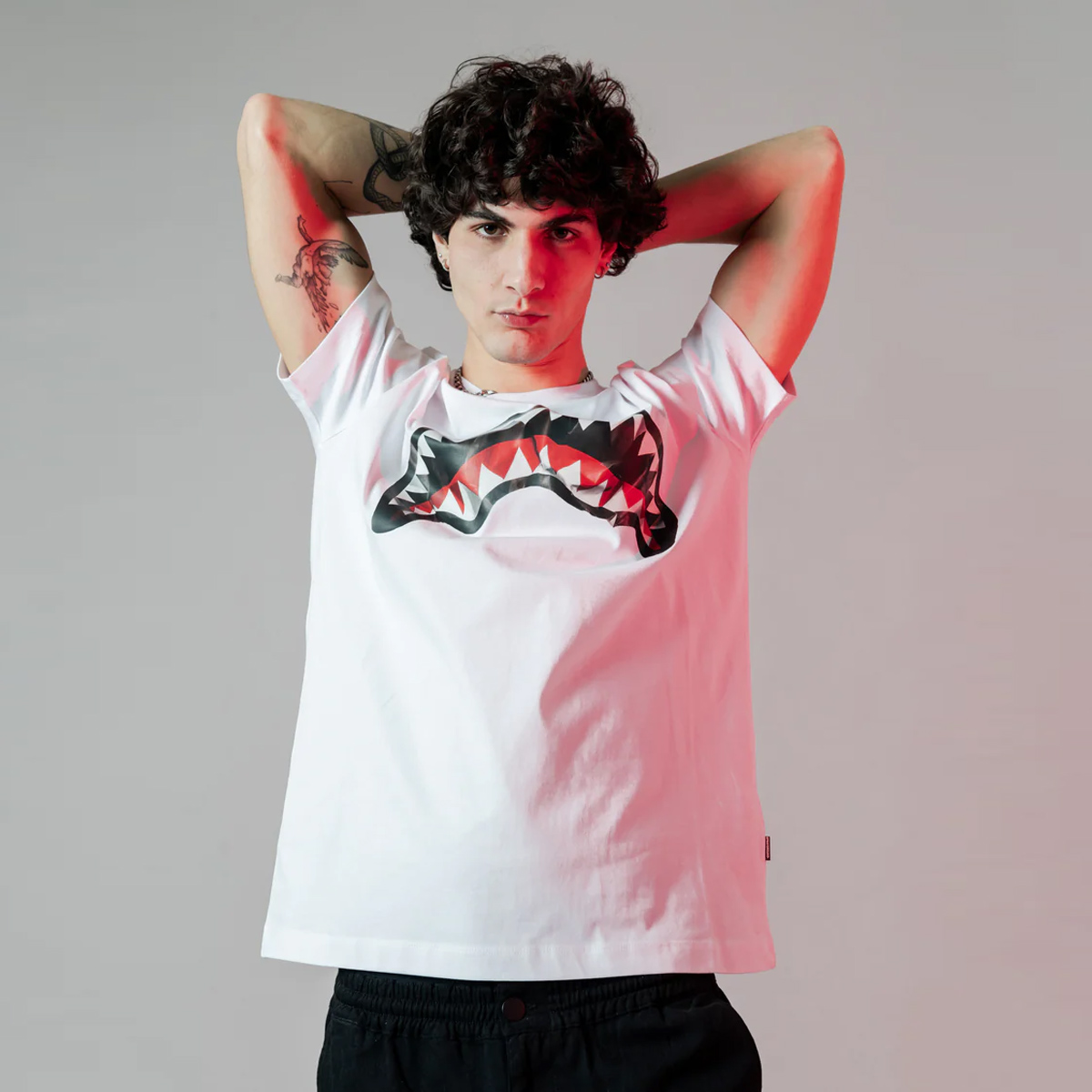 Sprayground T-Shirt Crumpled Shark White - 3 Sprayground T-Shirt Crumpled Shark White - 3