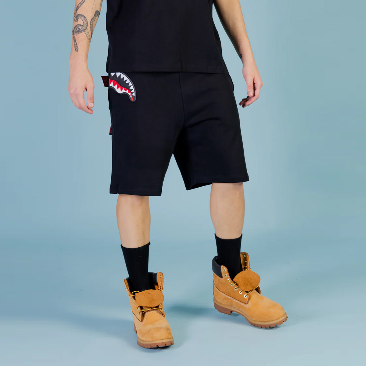 Sprayground Pantaloncini Label Shark Black - 1