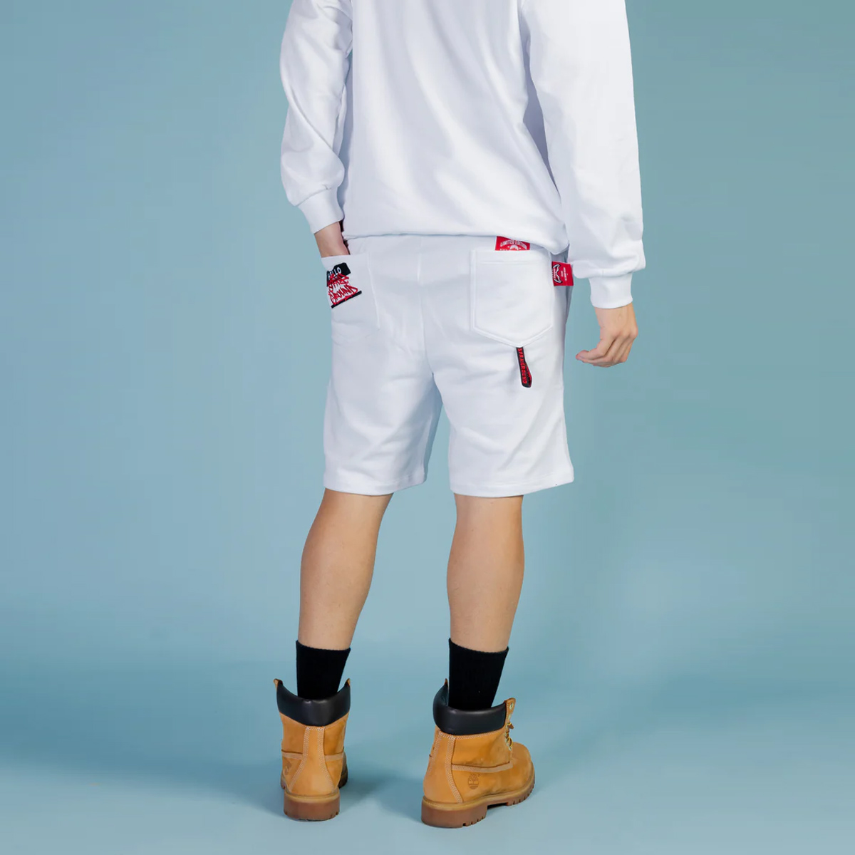 Sprayground Pantaloncini Label Shark White - 2