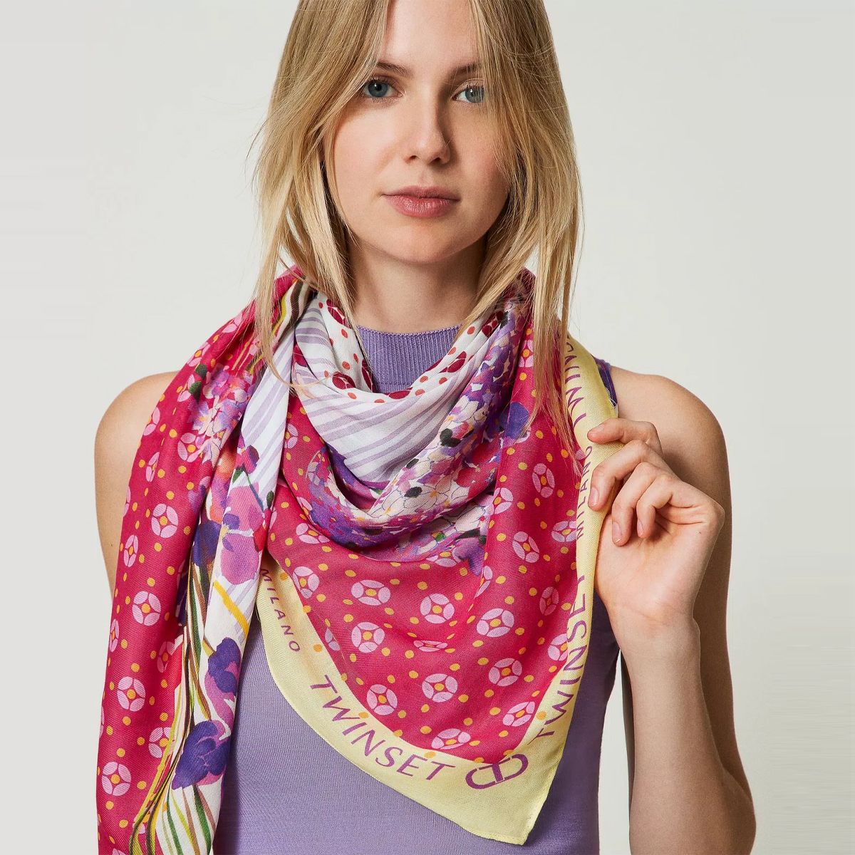 Twin Set Kefiah stampa Pois e Fiori - 2 Twin Set Kefiah stampa Pois e Fiori - 2
