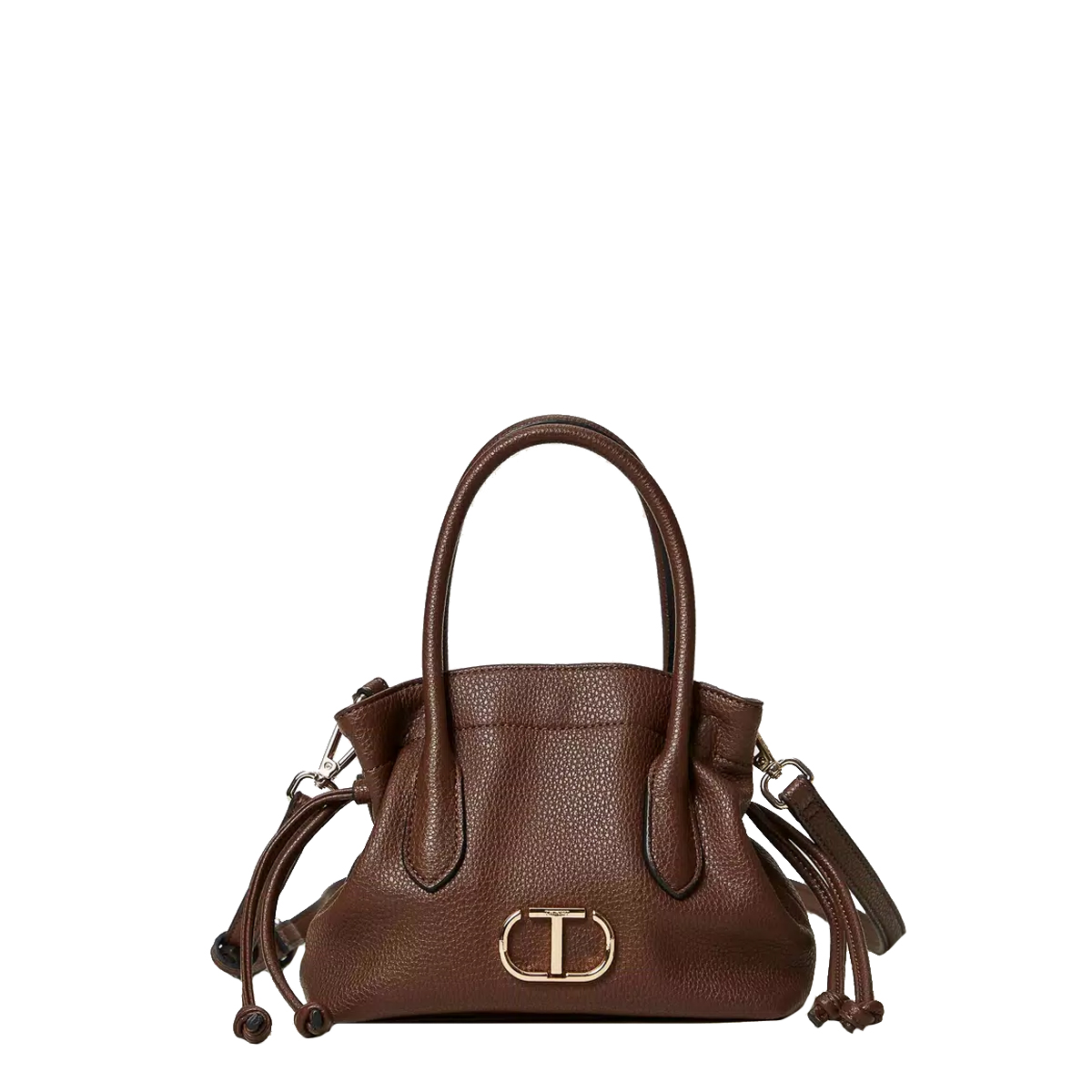 Twinset Oval T Coffee Chocolate Small Tote Bag - 1 Twinset Oval T Coffee Chocolate Small Tote Bag - 1
