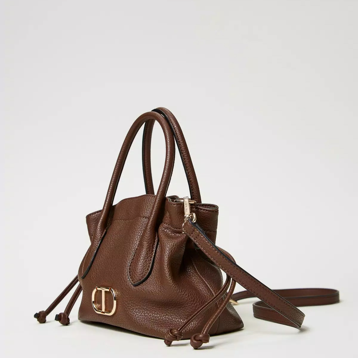 Twinset Oval T Coffee Chocolate Small Tote Bag - 3 Twinset Oval T Coffee Chocolate Small Tote Bag - 3