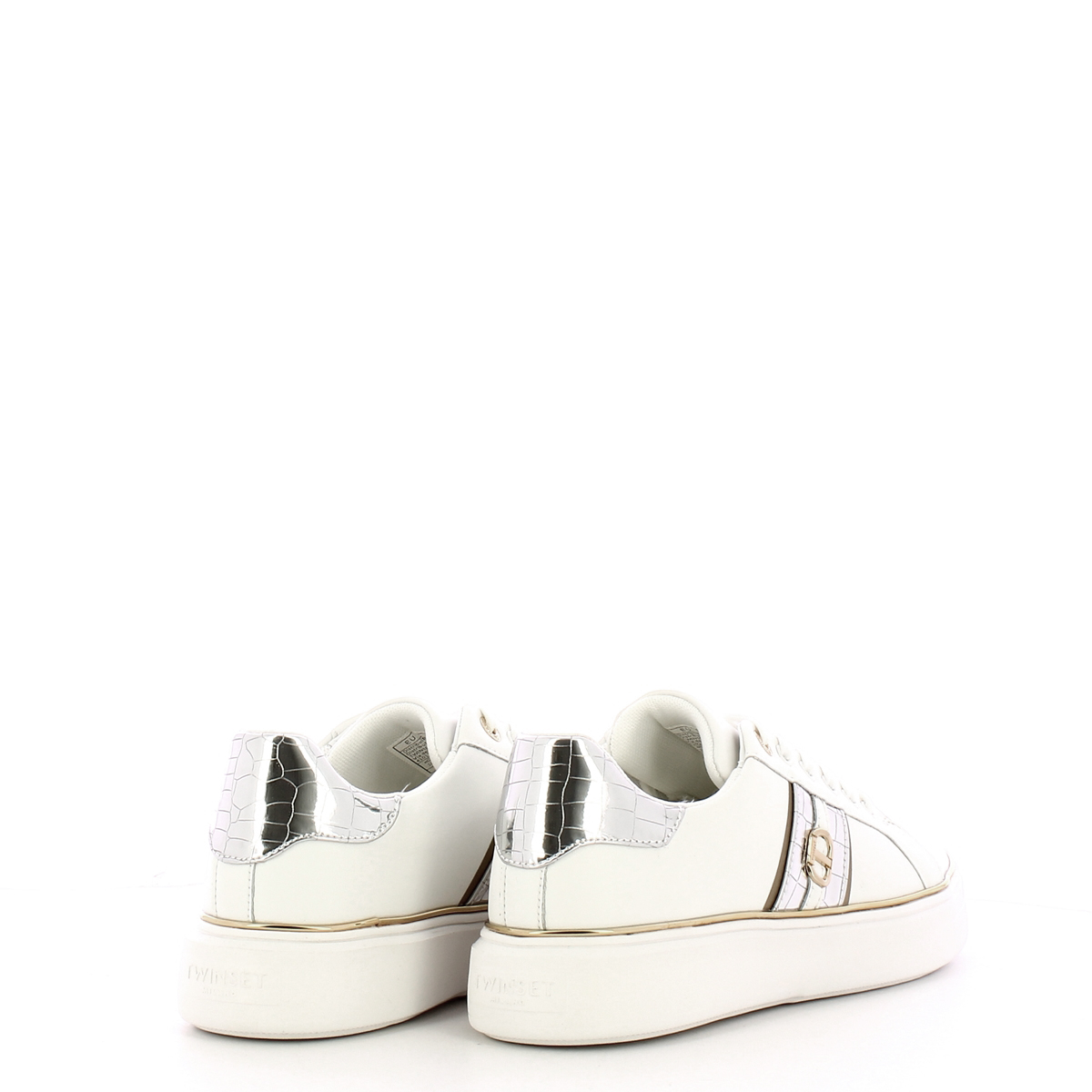 Twinset Sneakers in pelle Oval T Bic. Ottico Argento - 3 Twinset Sneakers in pelle Oval T Bic. Ottico Argento - 3