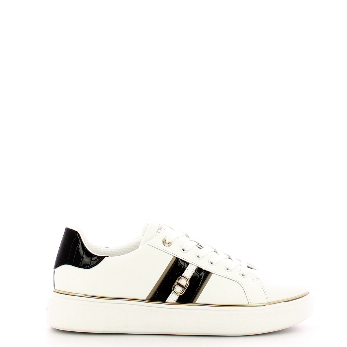 Twinset Sneakers in pelle Oval T Bic. Ottico Nero - 1 Twinset Sneakers in pelle Oval T Bic. Ottico Nero - 1