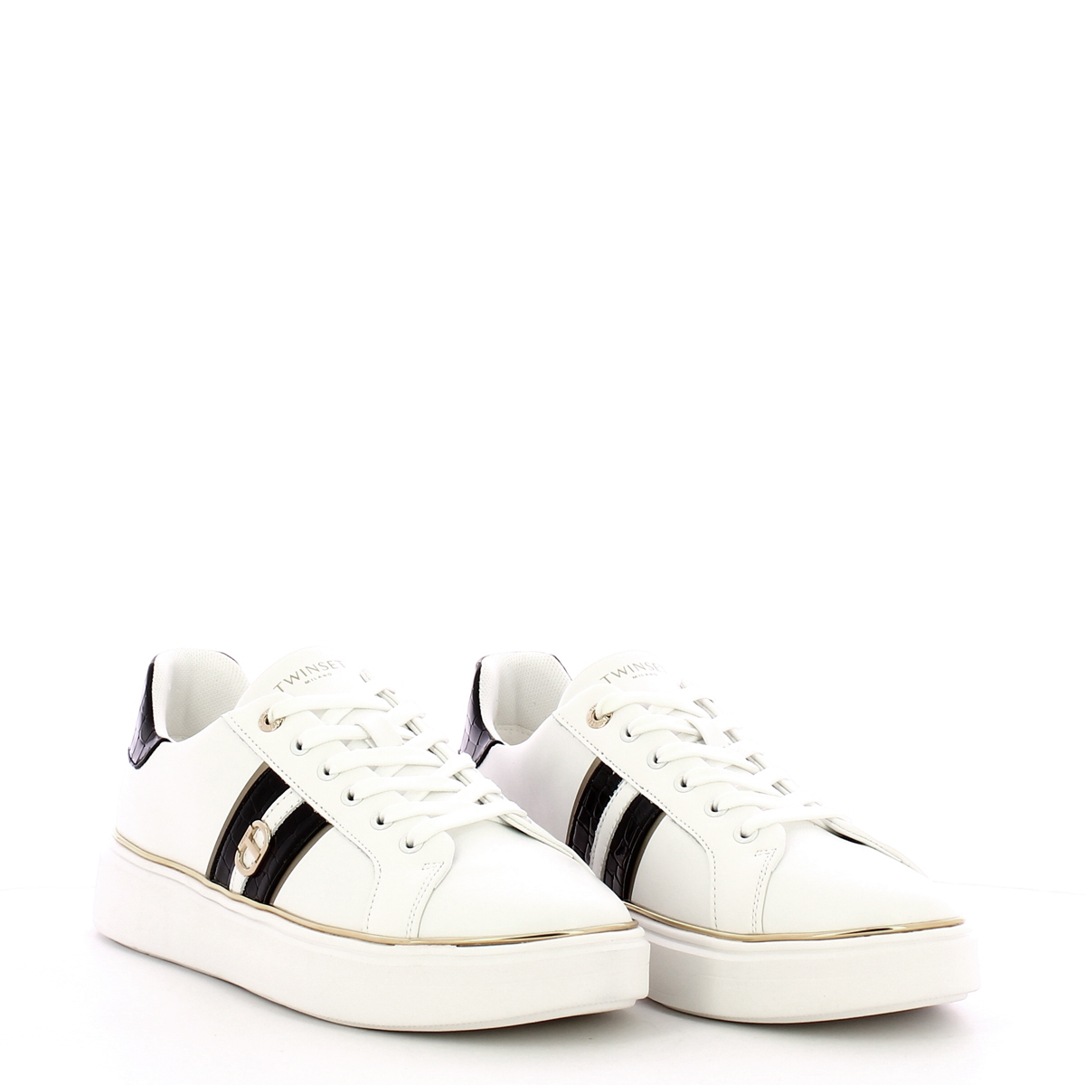 Twinset Sneakers in pelle Oval T Bic. Ottico Nero - 2 Twinset Sneakers in pelle Oval T Bic. Ottico Nero - 2