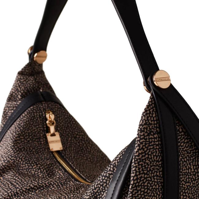Borbonese Hobo Bag New Orbit Medium OP Naturale Nero - 4