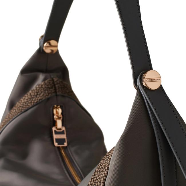 Borbonese Hobo Bag New Orbit Medium Clay Grey - 4