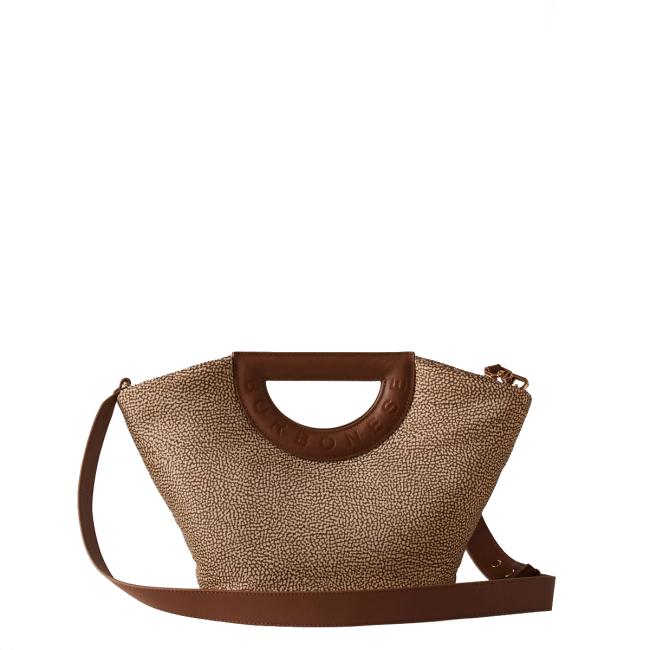 Borbonese Bouche Shopper Small Beige Marrone - 4