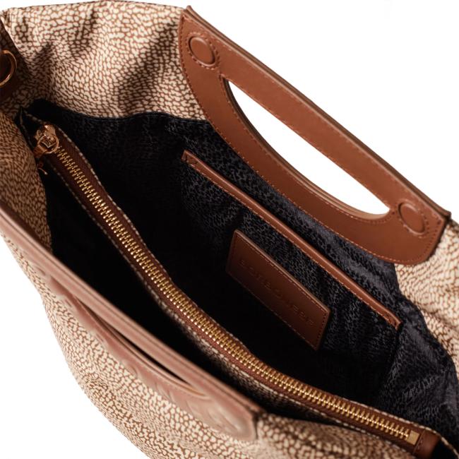 Borbonese Bouche Shopper Small Beige Marrone - 5
