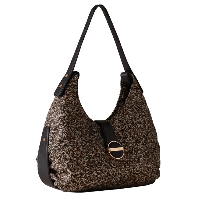 Borbonese Borsa a spalla Eclipse Hobo Medium OP Naturale Nero - 3