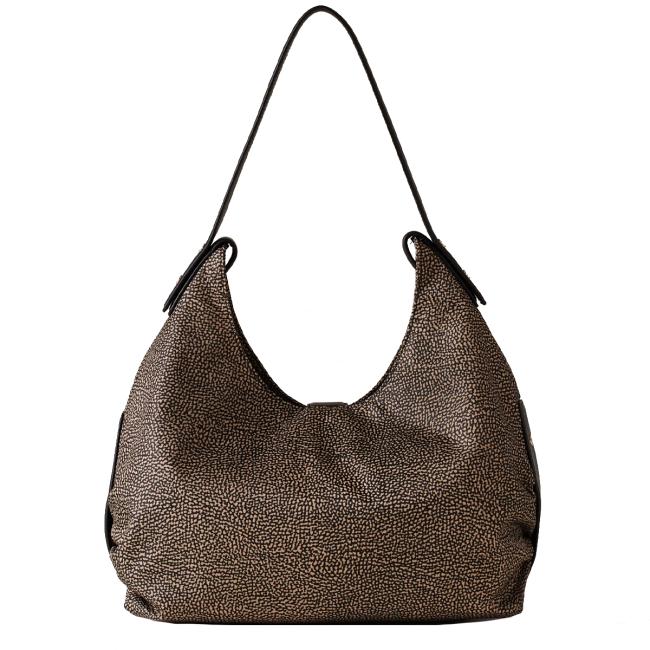 Borbonese Borsa a spalla Eclipse Hobo Medium OP Naturale Nero - 4