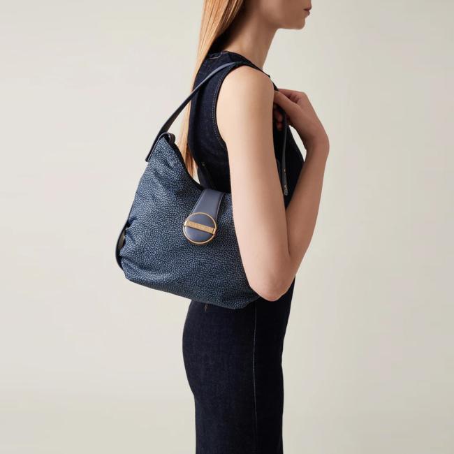 Borbonese Borsa a spalla Eclipse Hobo Small Denim - 2
