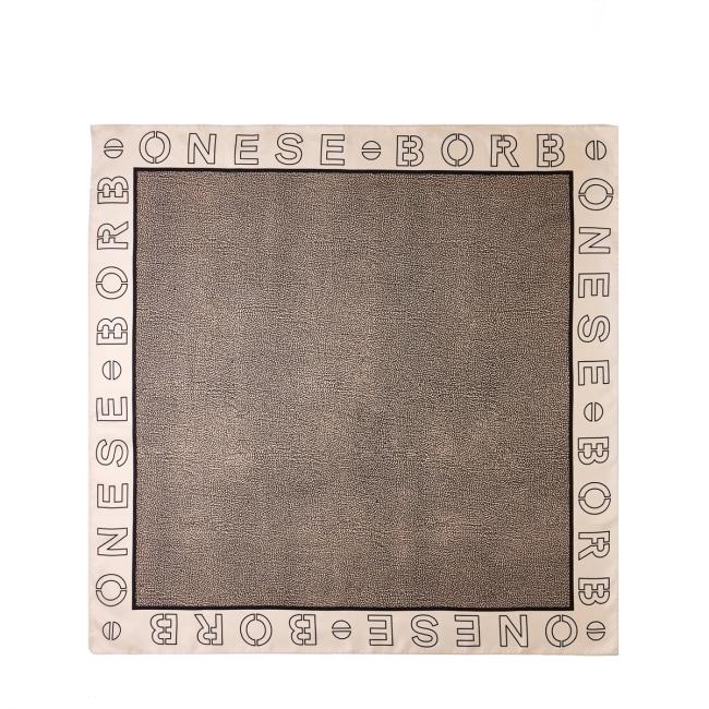 Borbonese Foulard con Logo Chantilly Cream OP Naturale - 1