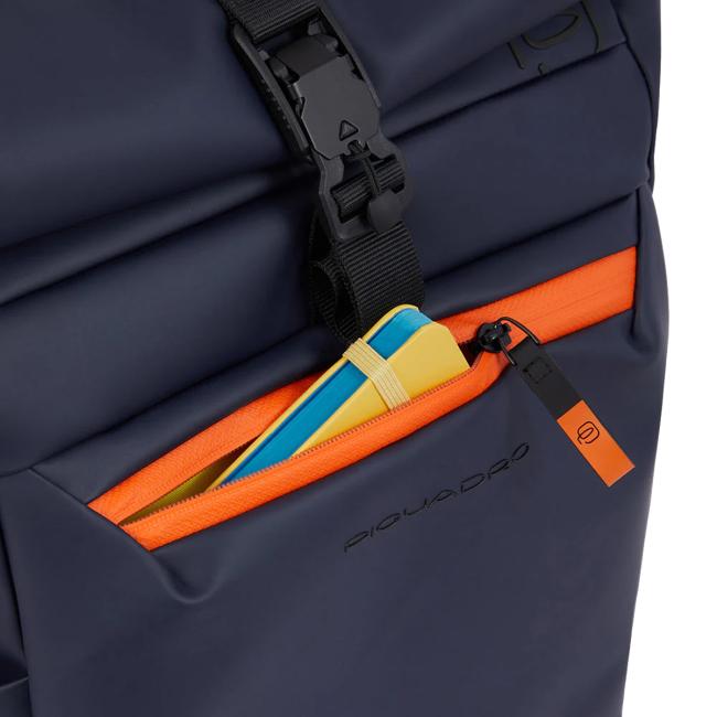 Piquadro Zaino Corner Roll-Top Porta PC 15.6&quot; Blu - 7