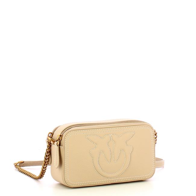 Pinko Camera Case Carrie Mini Beige Grigio Fumo Antique Gold - 2