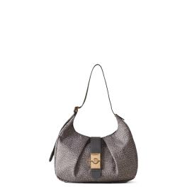 Borbonese Hobo Bag Cortina Small Clay Grey - 1
