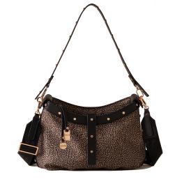 Borbonese Borsa a spalla Hobo Mini OP Naturale Nero - 1