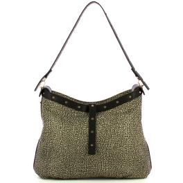 Borbonese Borsa a spalla Hobo Medium OP Naturale Nero - 1