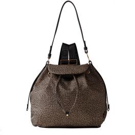 Borbonese Zaino Medium OP Naturale Nero - 1