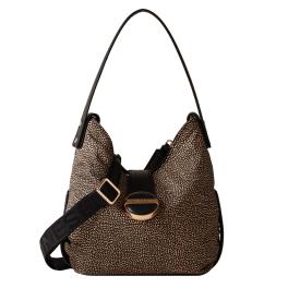Borbonese Borsa a spalla Eclipse Hobo Small OP Naturale Nero - 1