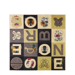 Borbonese Foulard a riquadri Zenzero Nero Op Naturale - 1