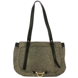 Borbonese Shopping Medium OP Naturale Nero Shoulder Bag - 1