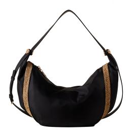 Borbonese Hobo Bag New Orbit Medium Nero OP Naturale - 1