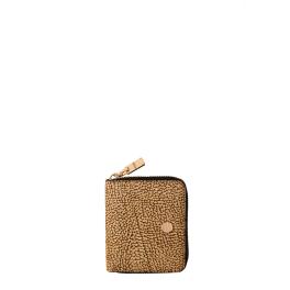Borbonese Portafoglio Medium RFID in camoscio Zip Around OP Naturale Nero - 1