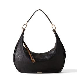 Borbonese Hobo Bag Oyster Medium in pelle Nero - 1