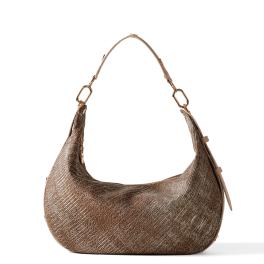Borbonese Hobo Bag Oyster Medium in pelle Porridge - 1