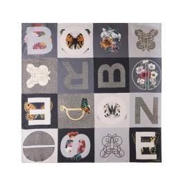 Borbonese Foulard Color Block 90x90 Nero Grigio - 1