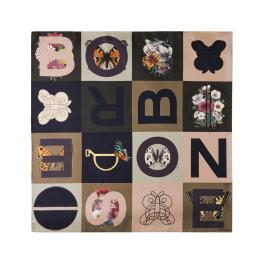 Borbonese Foulard Color Block 90x90 Oliva Porridge - 1