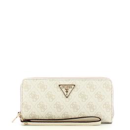 Guess Portafoglio Laurel Large Zip Around Bone Logo - 1