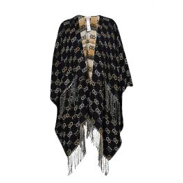 Liu Jo Poncho con Logo Jacquard Black - 1
