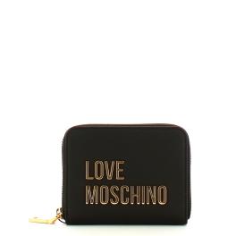 Love Moschino Portafoglio Lettering Logo Zip Around Nero Oro - 1