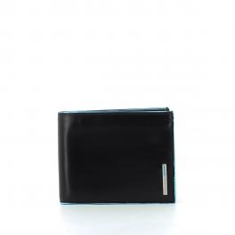 Wallet with coin pouch Blue Square-NERO-UN