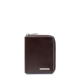 Piquadro Portafoglio Piccolo Blue Square Zip Around Mogano - 1