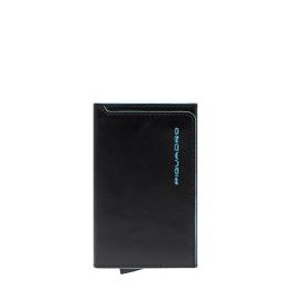 Piquadro Porta Carte Sliding System Blue Square Nero - 1