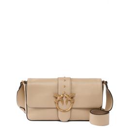 Pinko Tracolla Love One Classic Slouchy Beige Grigio Fumo Antique Gold - 1